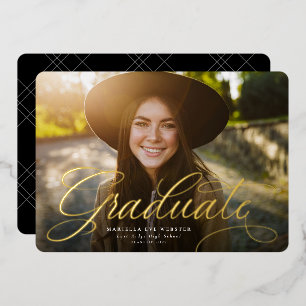 脚本シンプル金ゴールド卒業 箔招待状