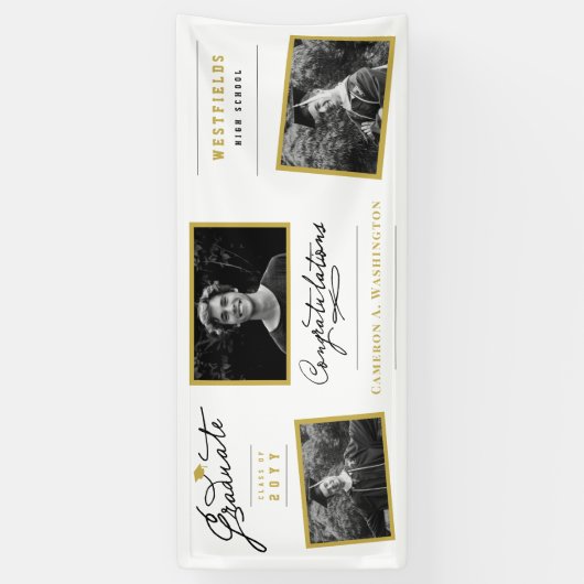 脚本スタイリッシュ卒業生3写真卒業パーティー 横断幕 (縦)