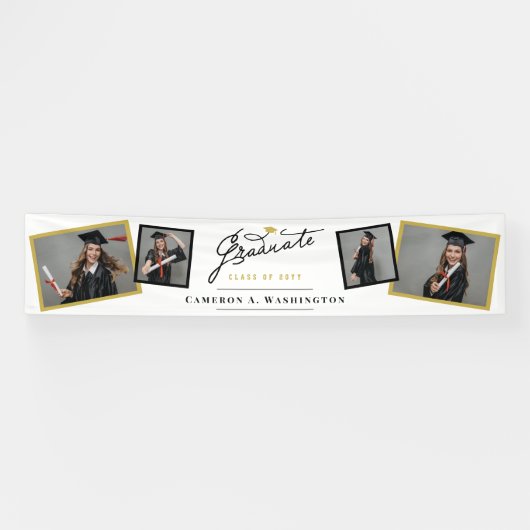 脚本スタイリッシュ卒業生4写真卒業パーティー 横断幕 (横)