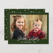 脚本タイポグラフィグリーンフォトメリークリスマス  シーズンカード (正面/裏面)