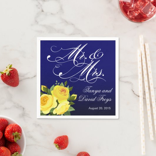 脚本タイポグラフィバラフローラ海軍 スタンダードカクテルナプキン (インサイチュ)