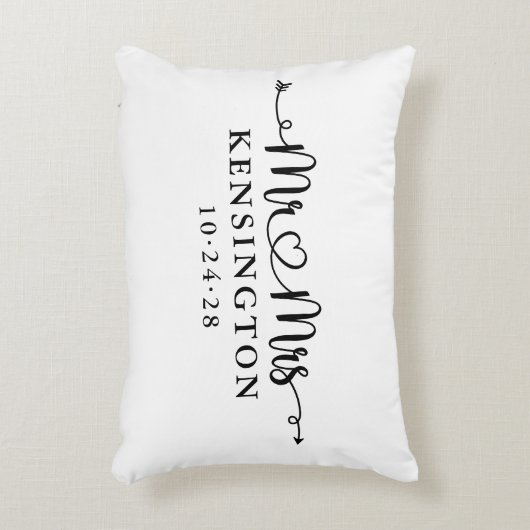 脚本パーソナライズされたタイポグラフィミセス結婚ズ アクセントクッション (正面(垂直))