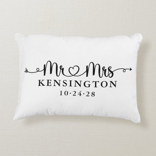 脚本パーソナライズされたタイポグラフィミセス結婚ズ アクセントクッション (裏面)