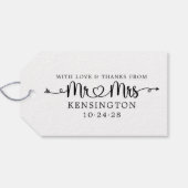 脚本パーソナライズされたタイポグラフィミセス結婚ズ ギフトタグ (裏面横)