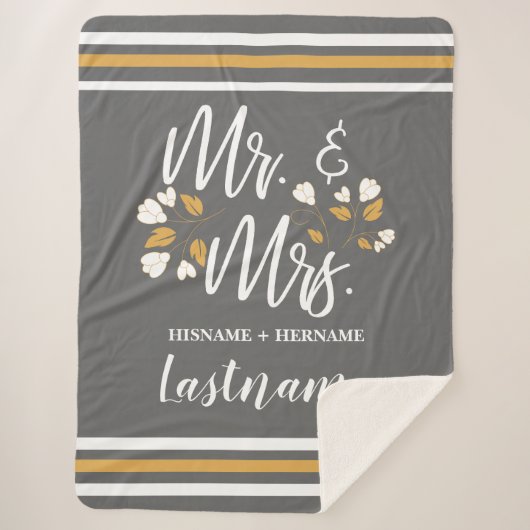 脚本パーソナライズされたタイポグラフィミセス結婚ズ シェルパブランケット (正面)