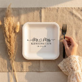脚本パーソナライズされたタイポグラフィミセス結婚ズ ペーパープレート