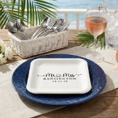 脚本パーソナライズされたタイポグラフィミセス結婚ズ ペーパープレート