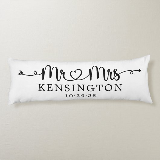 脚本パーソナライズされたタイポグラフィミセス結婚ズ ボディピロー (裏面)