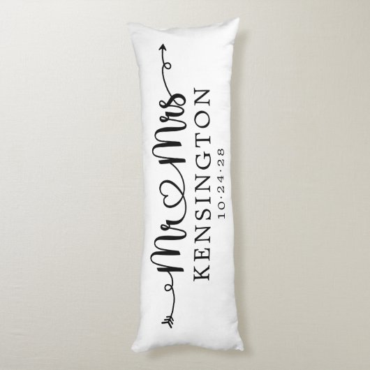 脚本パーソナライズされたタイポグラフィミセス結婚ズ ボディピロー (裏面 (縦))