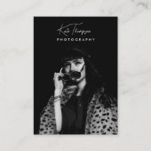 脚本フォント写真家白黒撮影 名刺 (正面)