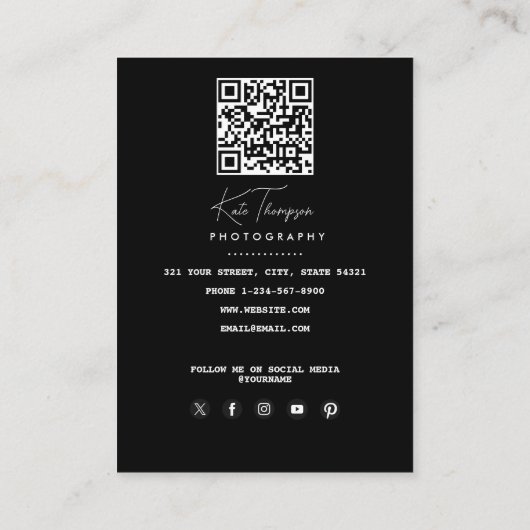 脚本フォント写真家白黒撮影 名刺 (裏面)