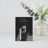 脚本フォント写真家白黒撮影 名刺 (スタンド正面)