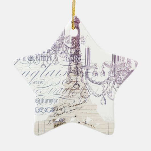 脚本フランスのシャンデリアエッフェルタワー セラミックオーナメント (正面)