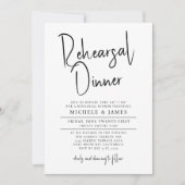 脚本ミニマルタイポグラフィの結婚リハーサル夕食会 招待状 (正面)
