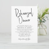 脚本ミニマルタイポグラフィの結婚リハーサル夕食会 招待状 (スタンド正面)