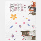 脚本モダンかわいい猫動物引用文大 フリースブランケット (正面)