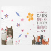 脚本モダンかわいい猫動物引用文大 フリースブランケット (正面(横))