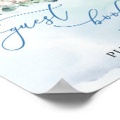 脚本モダンかわいい象の青いゲストブックサイン ポスター (角)