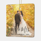 脚本モダンの先生ミセス結婚の写真 セラミックオーナメント (左)