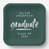 脚本モダンタイポグラフィグリーン卒業 ペーパープレート (正面)