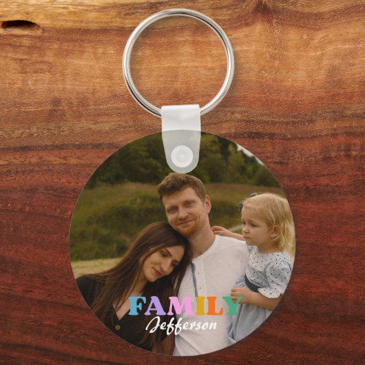 脚本モダンタイポグラフィ写真ミニマリスト家族 キーホルダー (正面)