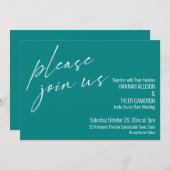 脚本モダンティール(緑がかった色)へ参加結婚 招待状 (正面/裏面)