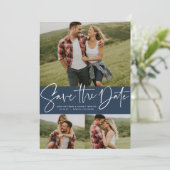 脚本モダントレンディー3枚フォトネイビー セーブザデート (スタンド正面)