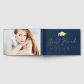 脚本モダンネイビー写真卒業 ゲストブック (全面)