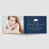 脚本モダンネイビー写真卒業 ゲストブック (全面)