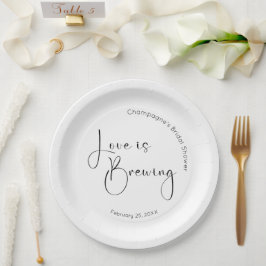 脚本モダンブライダルシャワー愛が醸造している ペーパープレート
