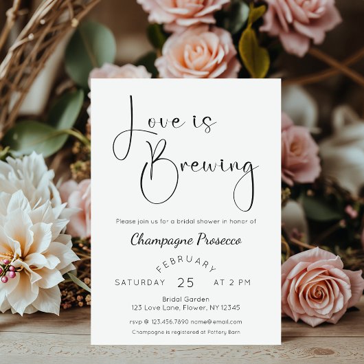 脚本モダンブライダルシャワー愛が醸造している 招待状