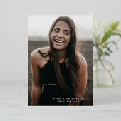 脚本モダン付き卒業生のフルフォト卒業 箔招待状 (立ち正面)