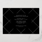 脚本モダン卒シンプル業3写真卒業 箔招待状 (裏面)