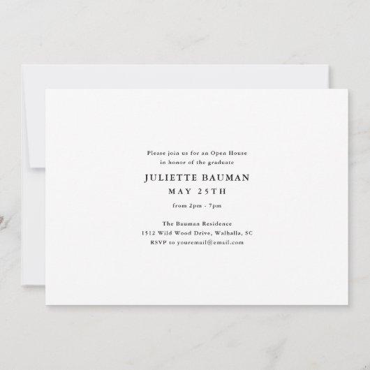 脚本モダン卒業シンプル3写真卒業 招待状 (裏面)