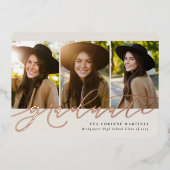 脚本モダン卒業バラ3写真卒業 箔招待状 (正面)