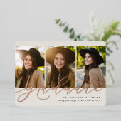 脚本モダン卒業バラ3写真卒業 箔招待状 (立ち正面)