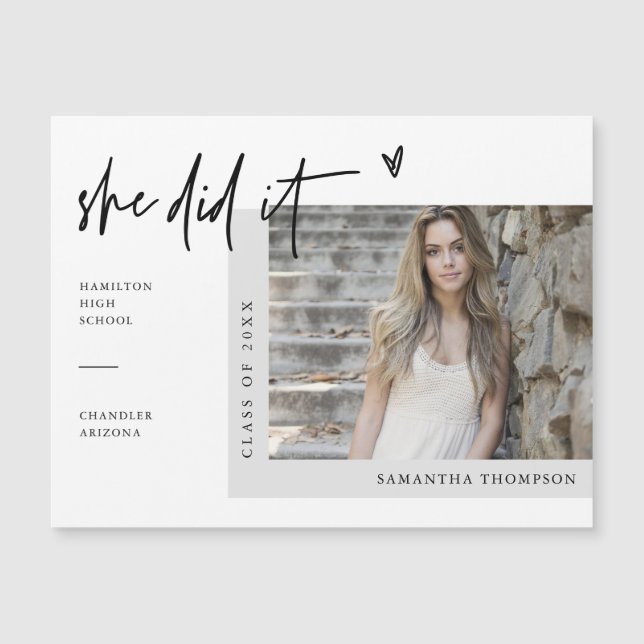 脚本モダン卒業写真マグネット (正面)