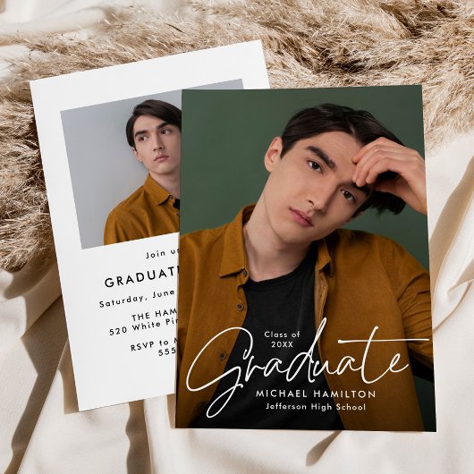 脚本モダン卒業生2写真卒業パーティー 招待状