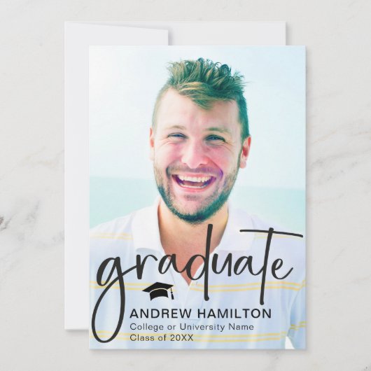 脚本モダン卒業生2枚の写真卒業クール 案内状 (正面)