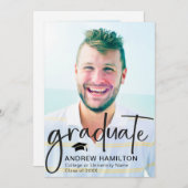 脚本モダン卒業生2枚の写真卒業クール 案内状 (正面/裏面)