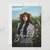 脚本モダン卒業生2枚の写真卒業 招待状 (正面)