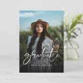 脚本モダン卒業生2枚の写真卒業 招待状 (スタンド正面)