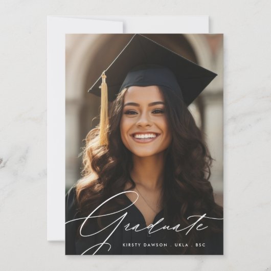 脚本モダン卒業生2枚の写真卒業 案内状 (正面)