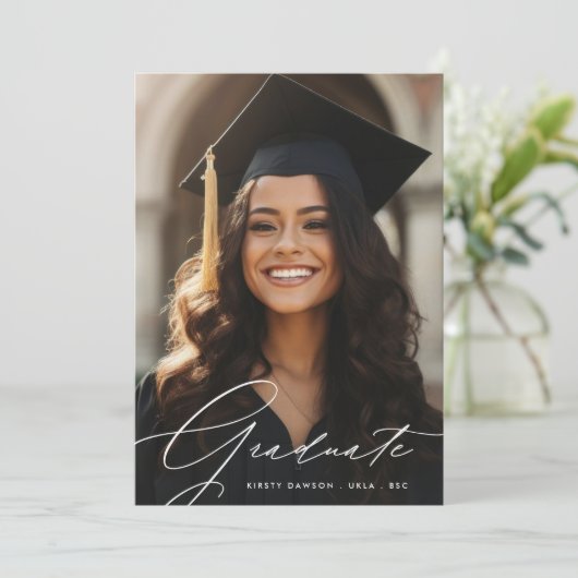 脚本モダン卒業生2枚の写真卒業 案内状 (スタンド正面)