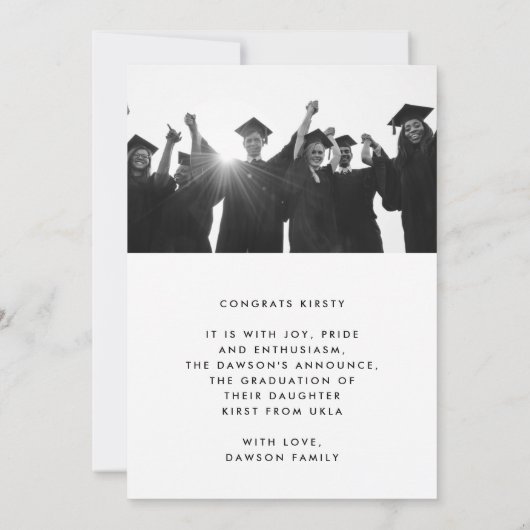 脚本モダン卒業生2枚の写真卒業 案内状 (裏面)