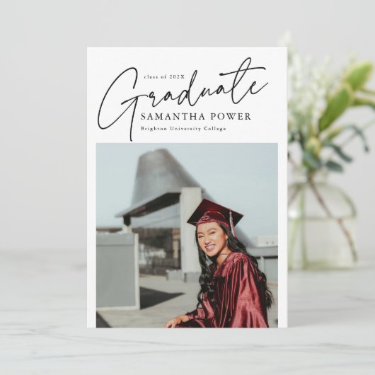 脚本モダン卒業生2枚の写真卒業 案内状 (スタンド正面)