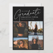 脚本モダン卒業生4枚の写真卒業 案内状 (正面)