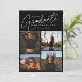 脚本モダン卒業生4枚の写真卒業 案内状 (スタンド正面)