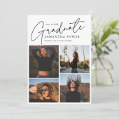 脚本モダン卒業生4枚の写真卒業 案内状 (スタンド正面)