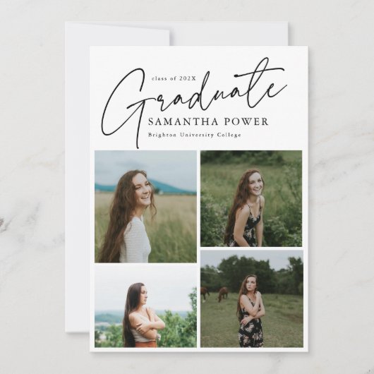 脚本モダン卒業生9枚の写真卒業 案内状 (正面)